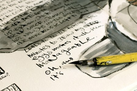 I do a little journaling, commemorating the day, counting my blessings, splattering some ink.